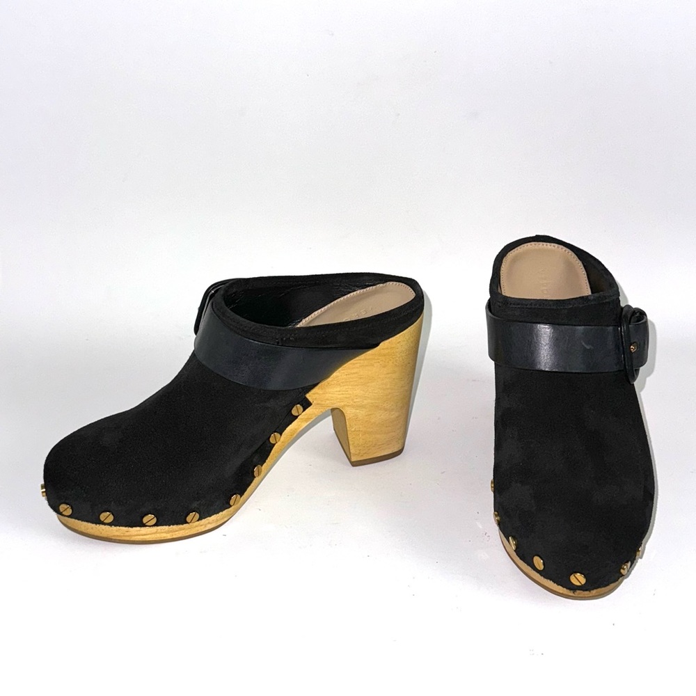 Veronica Beard Dacey Clogs Mules Black Suede Studded Sandals Women’s Size 6.5